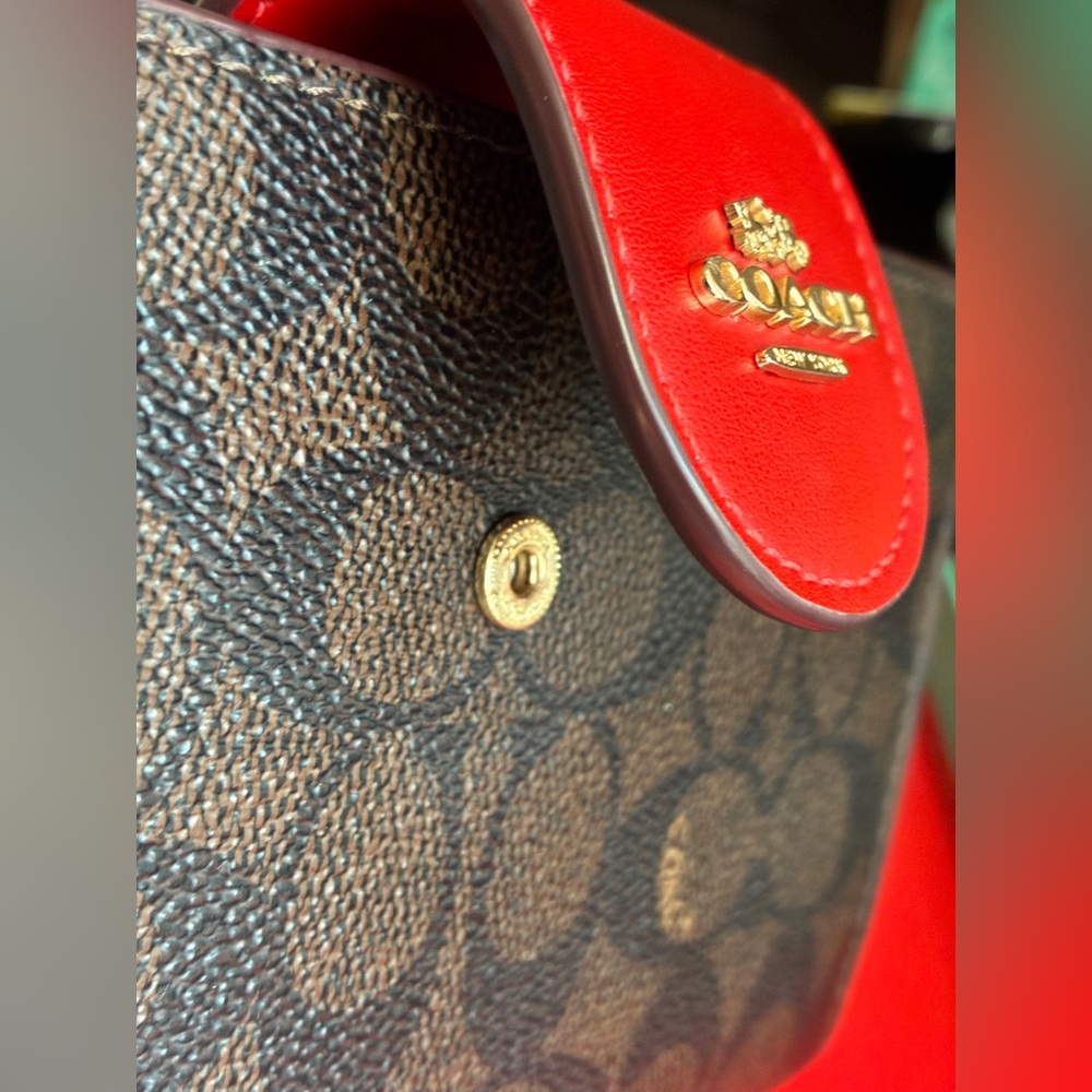 Coach Signature Canvas Wallet with Red Tab - Picture 9 of 13